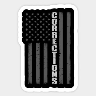 Thin Silver Line Flag - Corrections Officer Gift Sticker